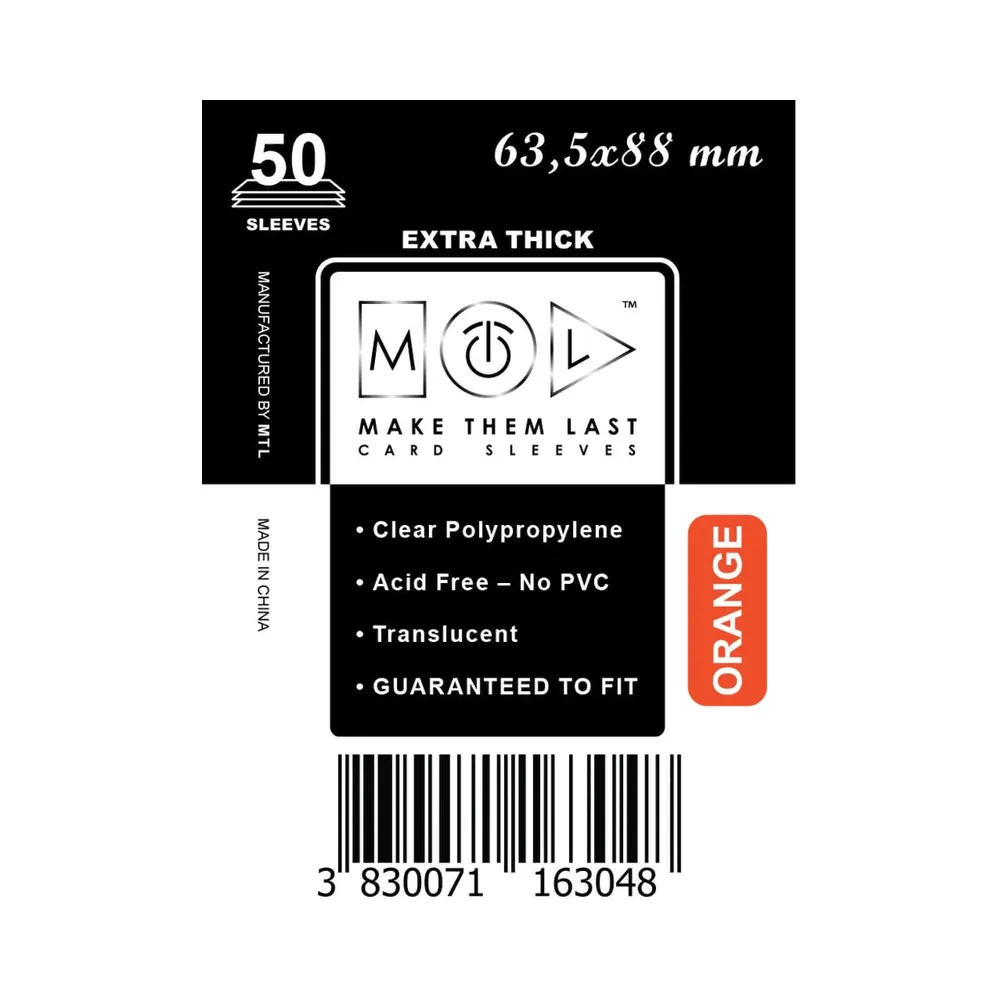 MTL - Standard Size Sleeves: Orange (50 Sleeves)