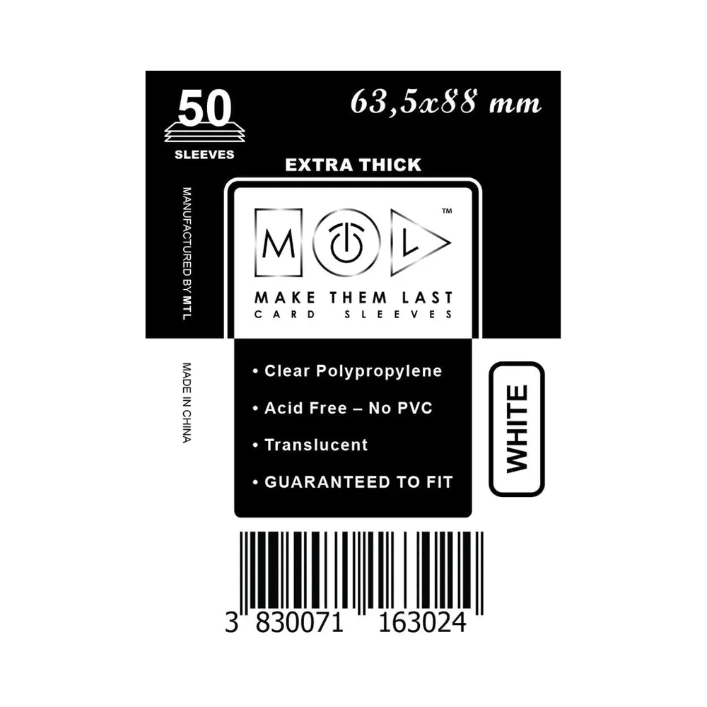 MTL - Standard Size Sleeves: White (50 Sleeves)