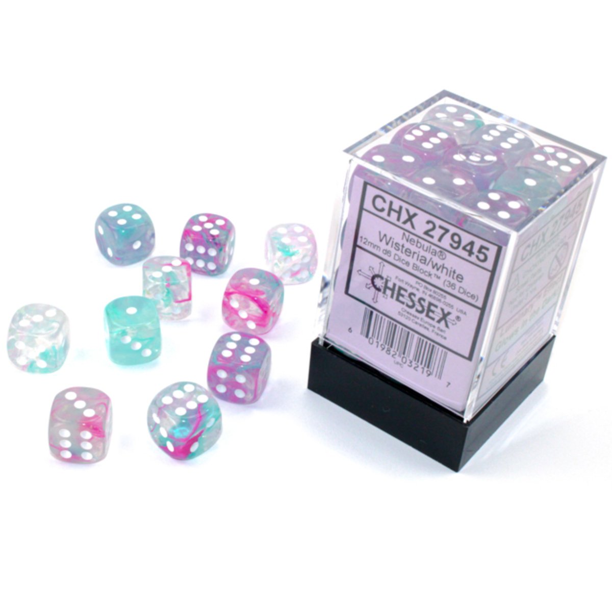 Chessex 12mm d6 Dice Nebula Wisteria/white