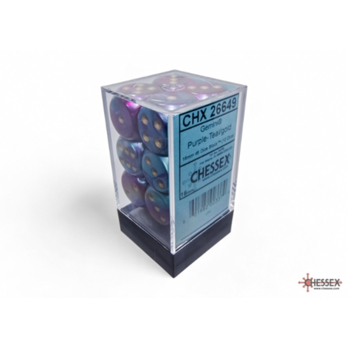 Chessex 16mm d6 Dice Gemini Purple-Teal/gold