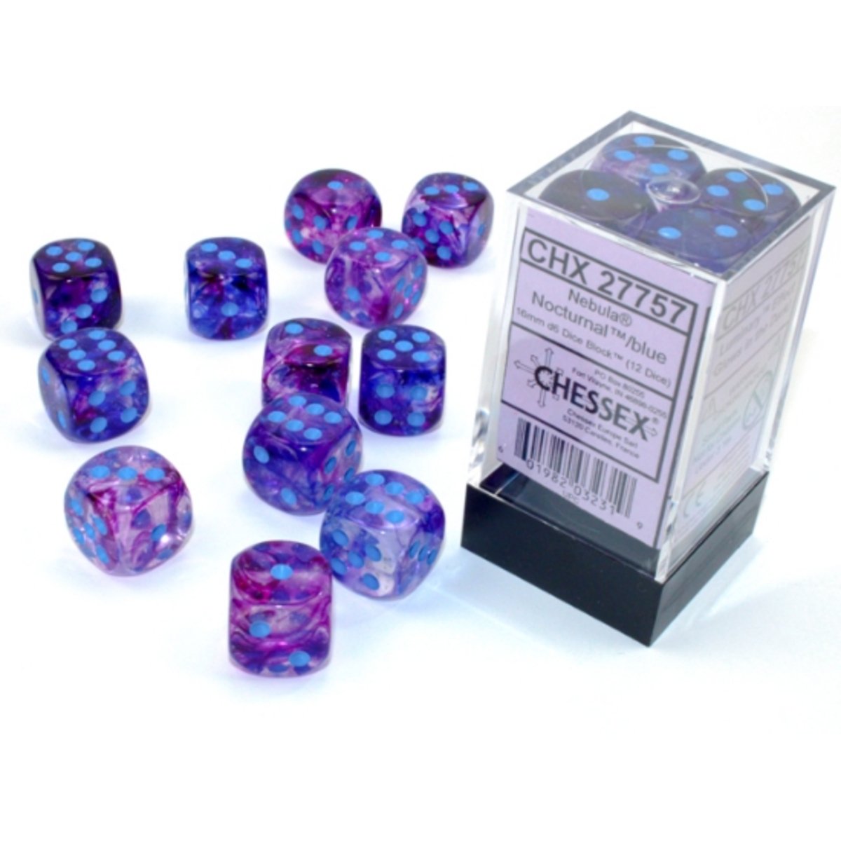 Chessex 16mm d6 Dice Nebula Nocturnal/blue