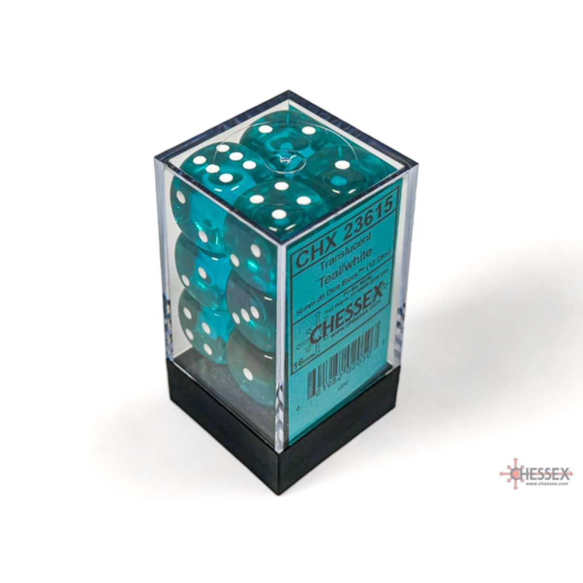 Chessex 16mm d6 Dice Translucent Teal/white
