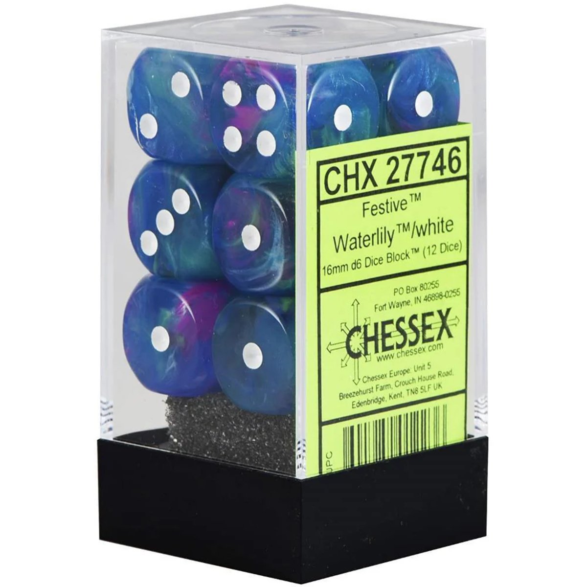 Chessex 16mm d6 Dice  Festive Waterlily/white