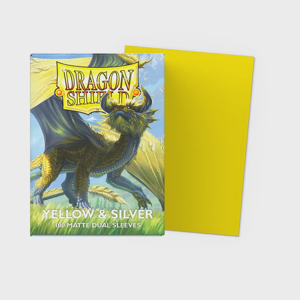 Dragon Shield - Standard Matte Dual Sleeves: Yellow & Silver (100 Sleeves)