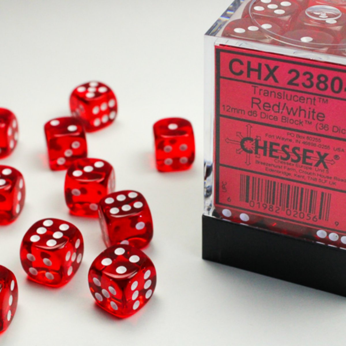 Chessex 12mm d6 Dice Translucent Red/white