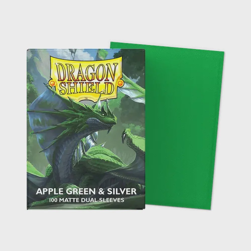 Dragon Shield - Standard Matte Dual Sleeves: Apple Green & Silver (100 Sleeves)