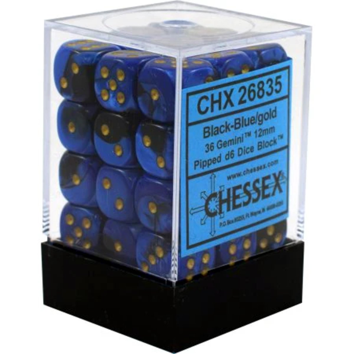 Chessex 12mm d6 Dice Gemini Black-Blue/gold