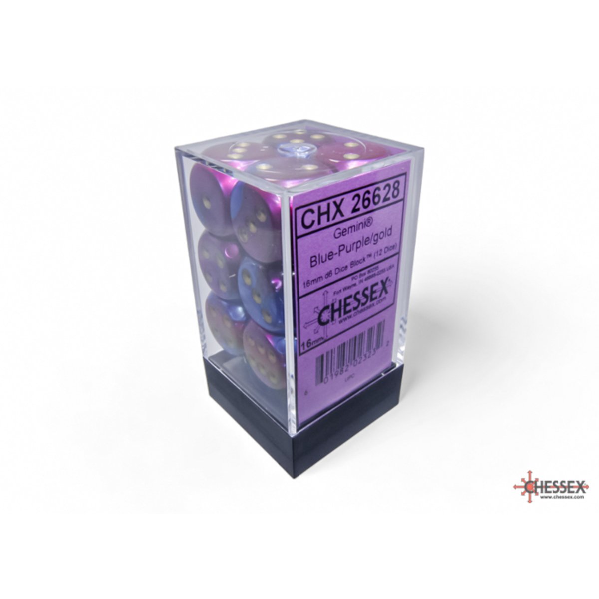 Chessex 16mm d6 Dice  Gemini Blue-Purple/gold